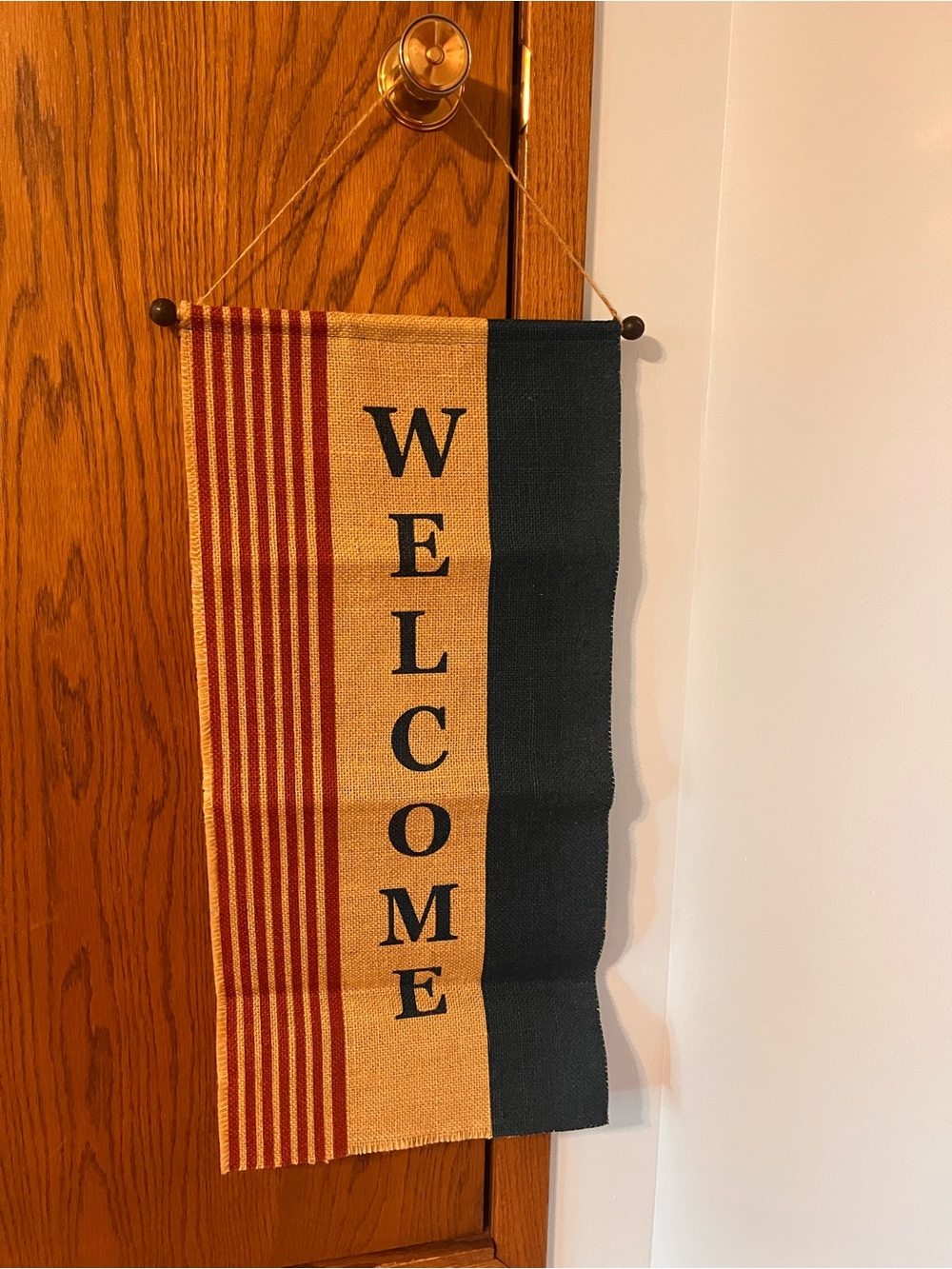 Primitive Burlap Welcome Banner - Like New!
